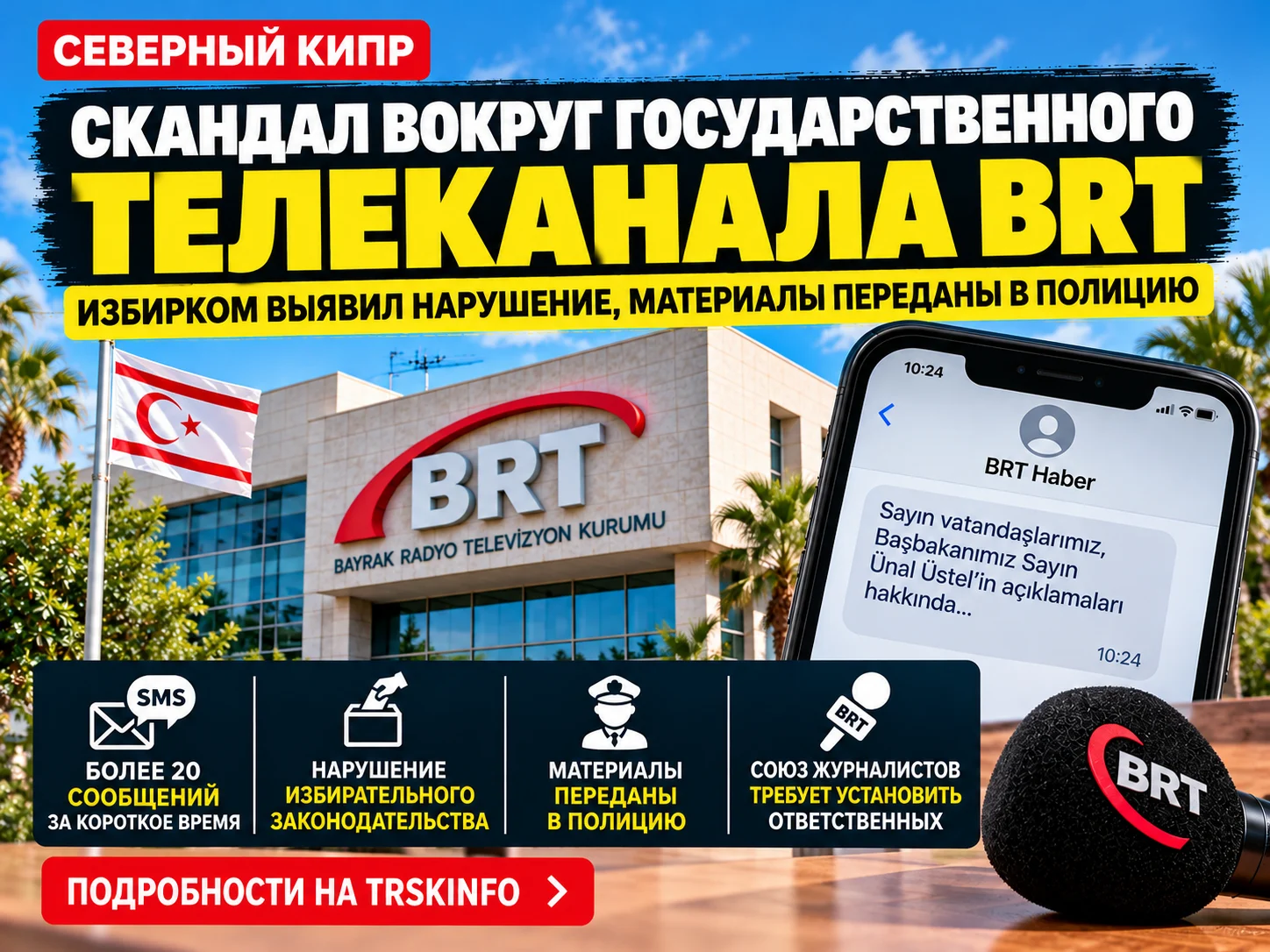 Скандал вокруг государственного телеканала BRT на Северном Кипре: избирком выявил нарушение, материалы переданы полиции