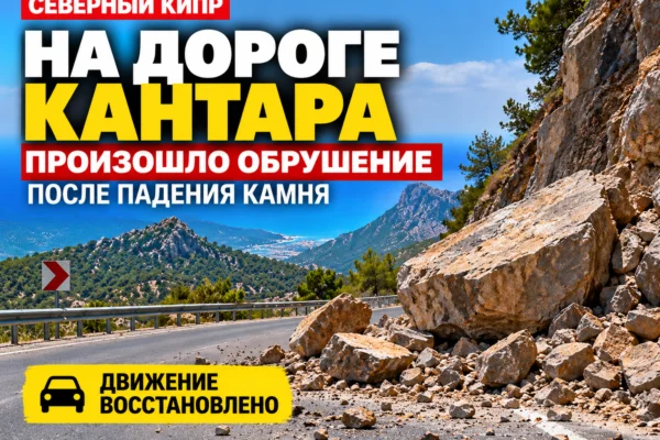 На дороге Кантара на Северном Кипре произошло обрушение после падения камня: движение восстановлено