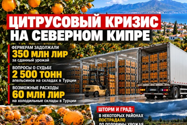 Цитрусовый кризис на Северном Кипре: 350 млн лир долгов, вопросы о 2 500 тоннах апельсинов и потери урожая